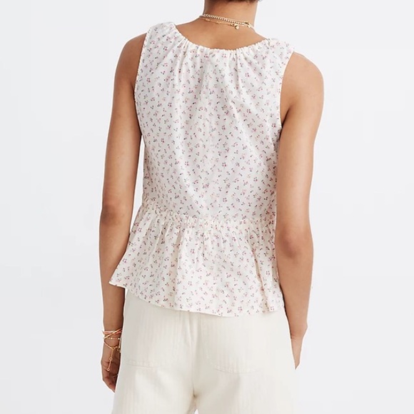 Madewell Shirred Drawstring Tank Top in Bright Buds - Picture 5 of 10